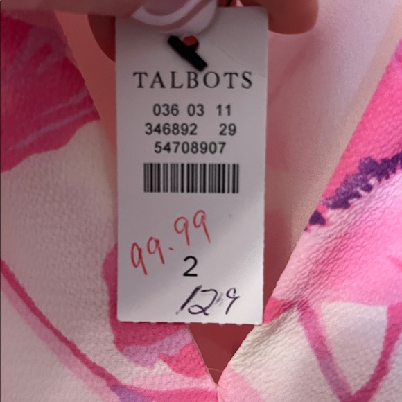 NWT Talbots Pink Floral Dress Short Sleeve Elastic Waist Size 2 - Picture 3 of 8